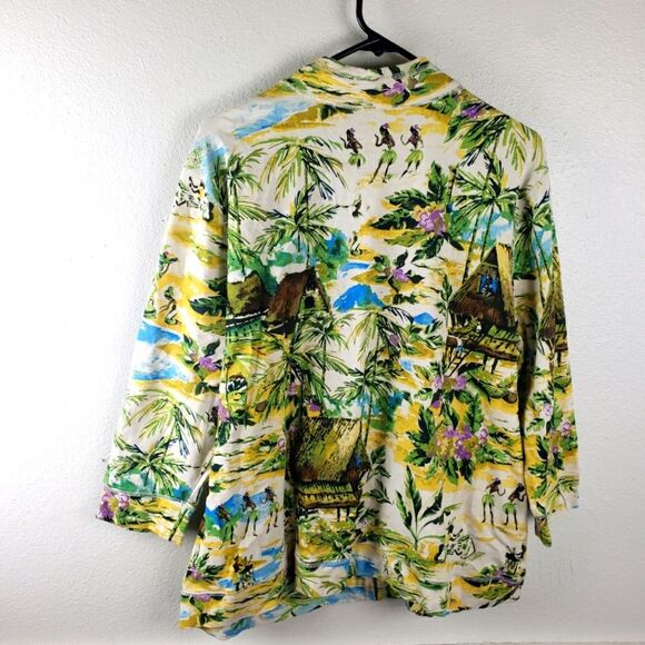 Chico's Additions Hawaiian Tropical Print Women's Zip Up Jacket Coat SZ 3/XL - Picture 3 of 15